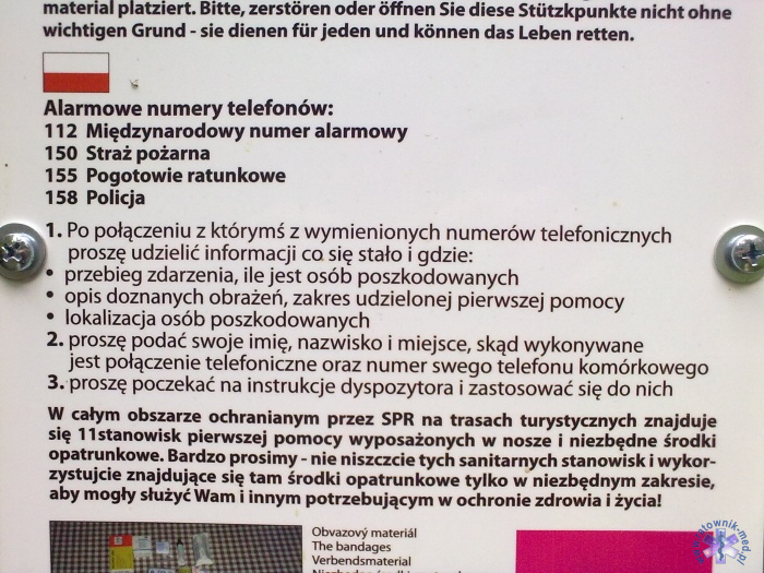 Tablica informacyjna - Skalne Pogotowie